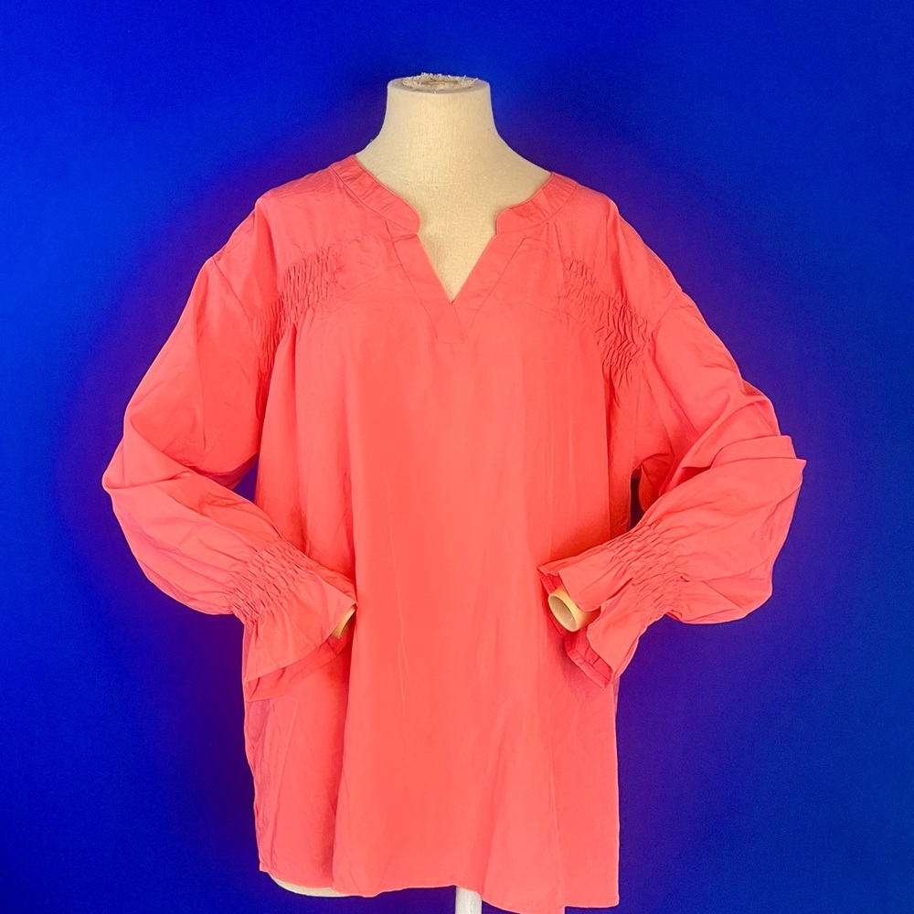 Women's Paisley Vine Coral Top-Small